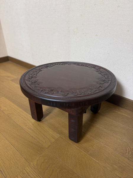 ミニ丸テーブル　座卓　収納タイプ　桜