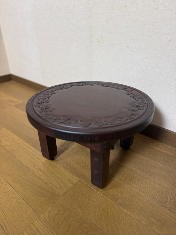 ミニ丸テーブル　座卓　収納タイプ　桜