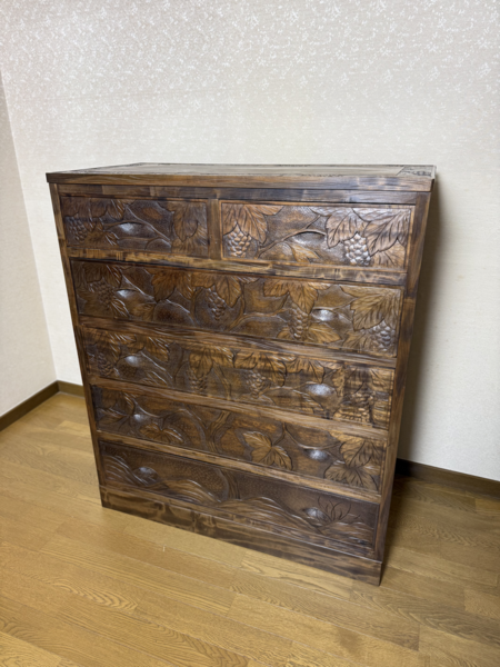 ５段チェスト　葡萄柄