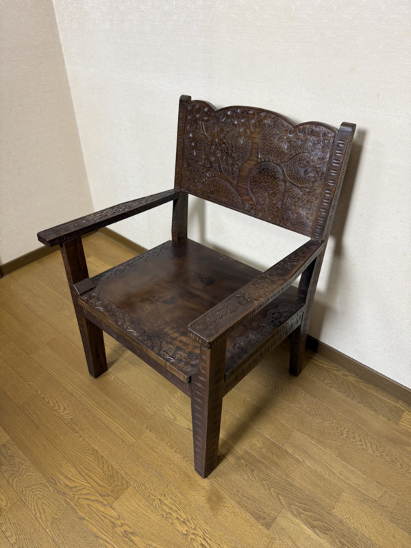 チェア　肘掛付き　桜